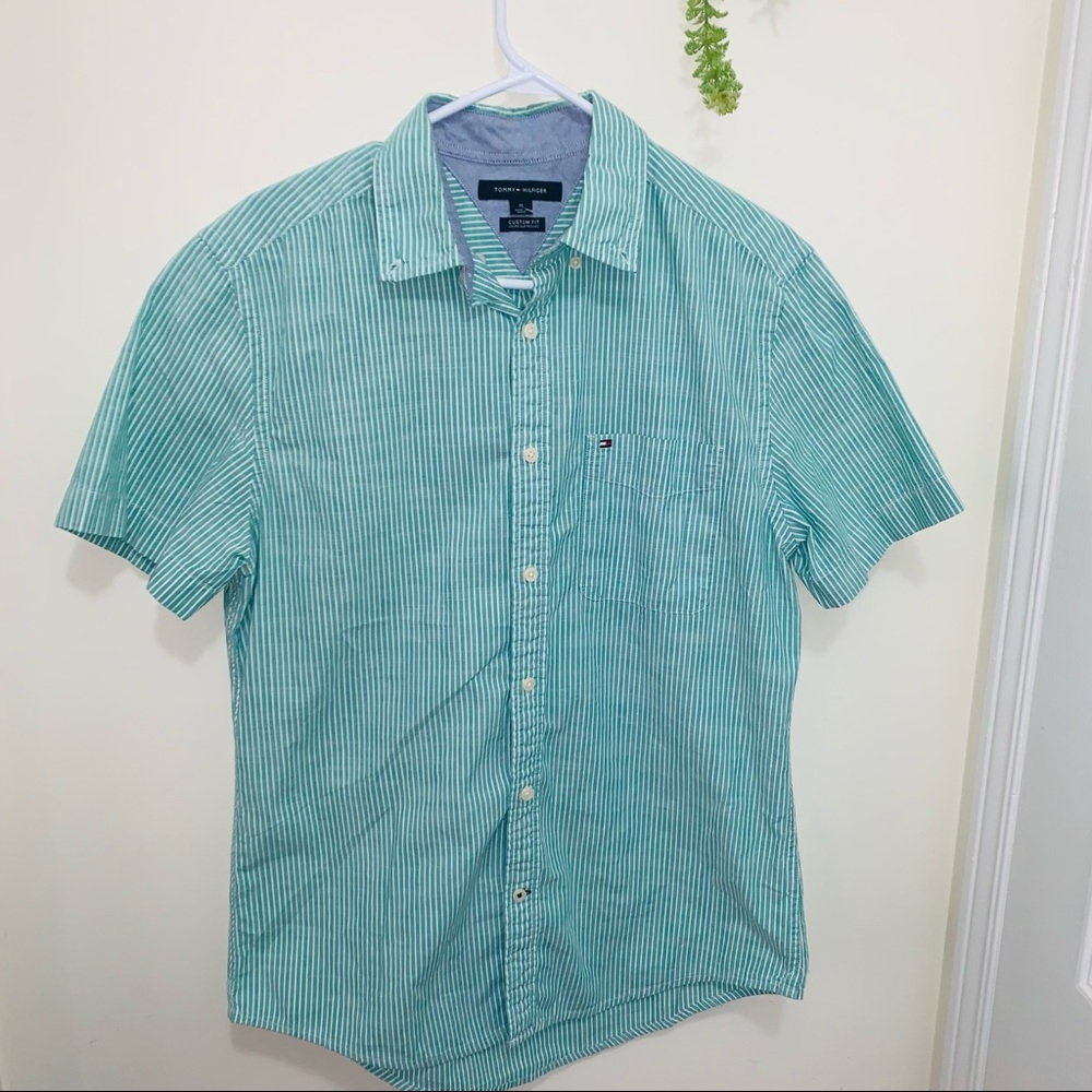 Tommy Hilfiger Teal & White stripped Outdoor Shirt - Picture 2 of 9